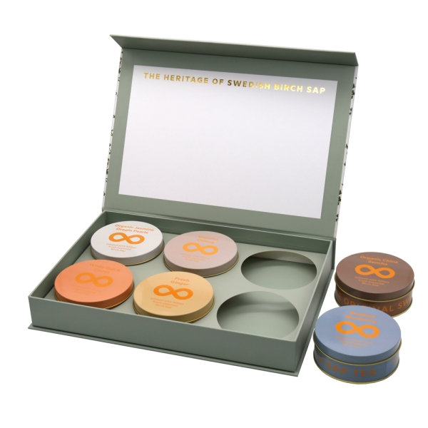 Magnetic tea tin packaging box with insert