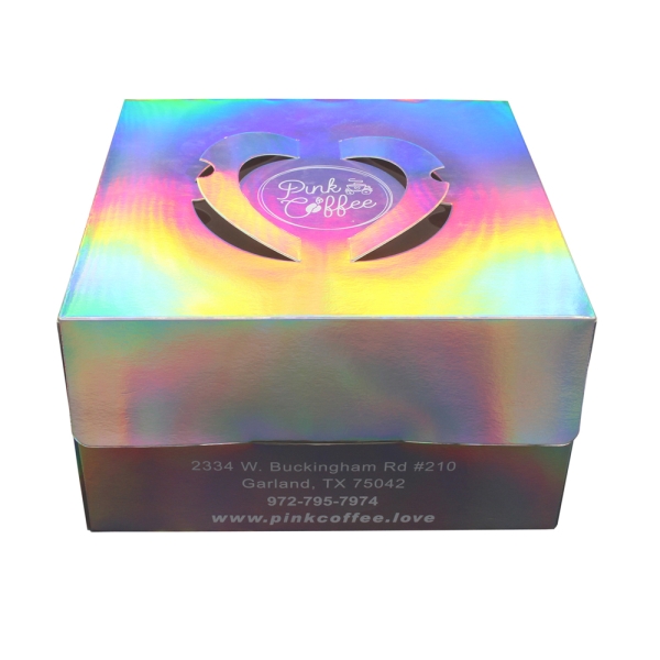 Caja de pastel holográfica de papel al por mayor personalizada para caja de regalo