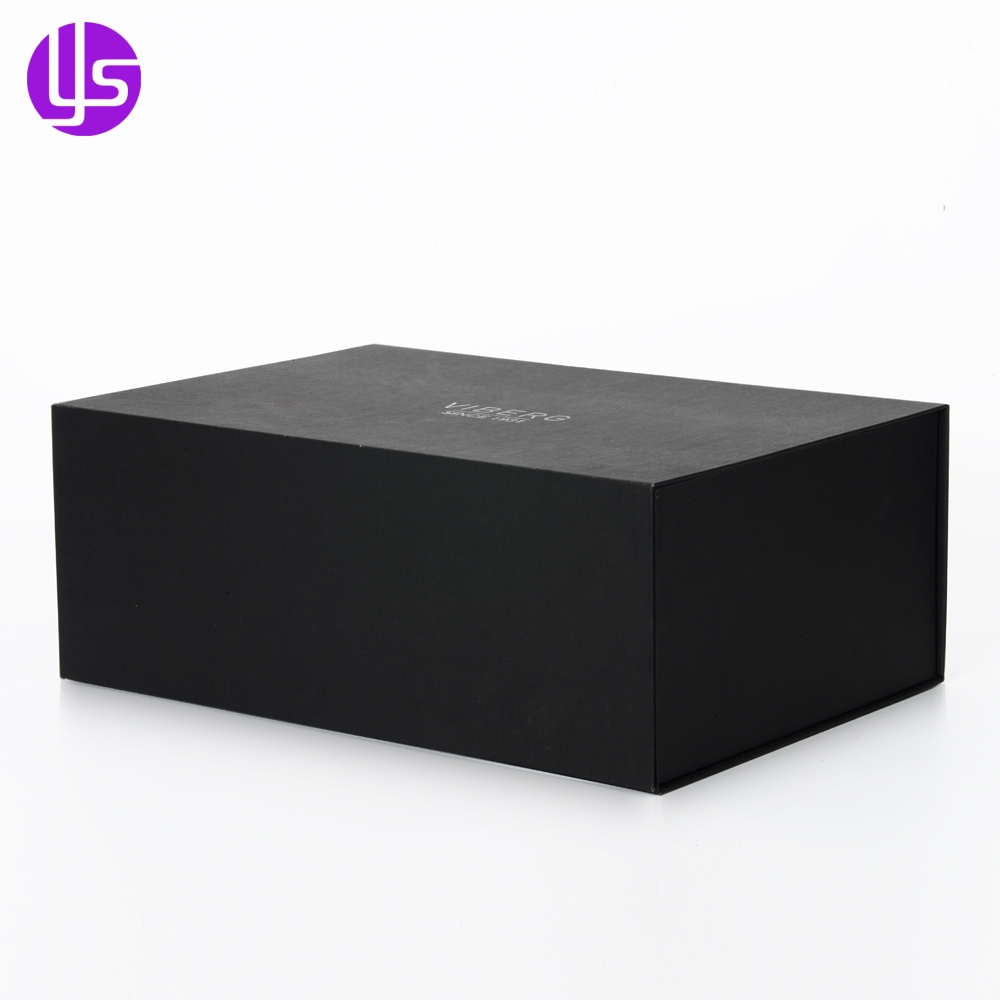 Caja de embalaje de zapatos de papel plegable de cartón negro personalizado para regalo