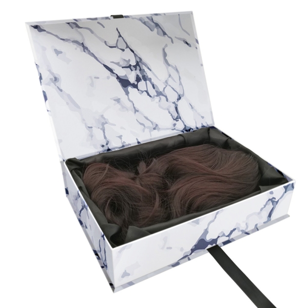 Custom Logo Paper Hair Packaging Marble Wig Boxes