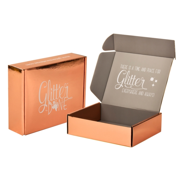 Kundenspezifische metallisierte Papierboxen aus Roségold, die eine metallische Box verpacken