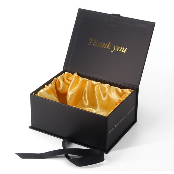 Black gift box with satin