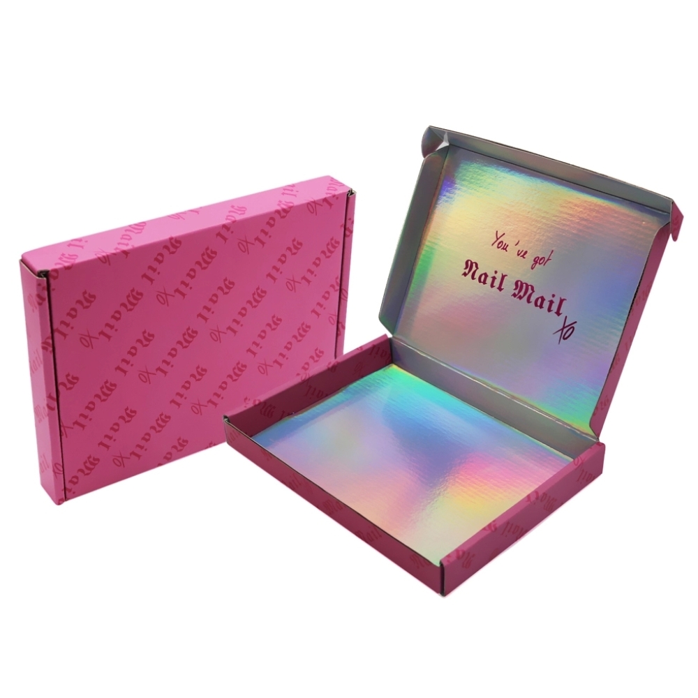 Custom Small 3D Holographic Packaging Shipping Pink Mailer Boxes