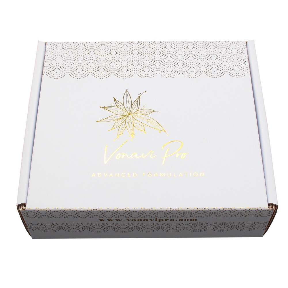 White and rose gold corrugated paper cosmetic shipping box