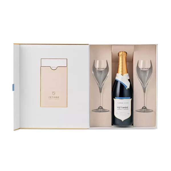 Packaging box for wine and glasses