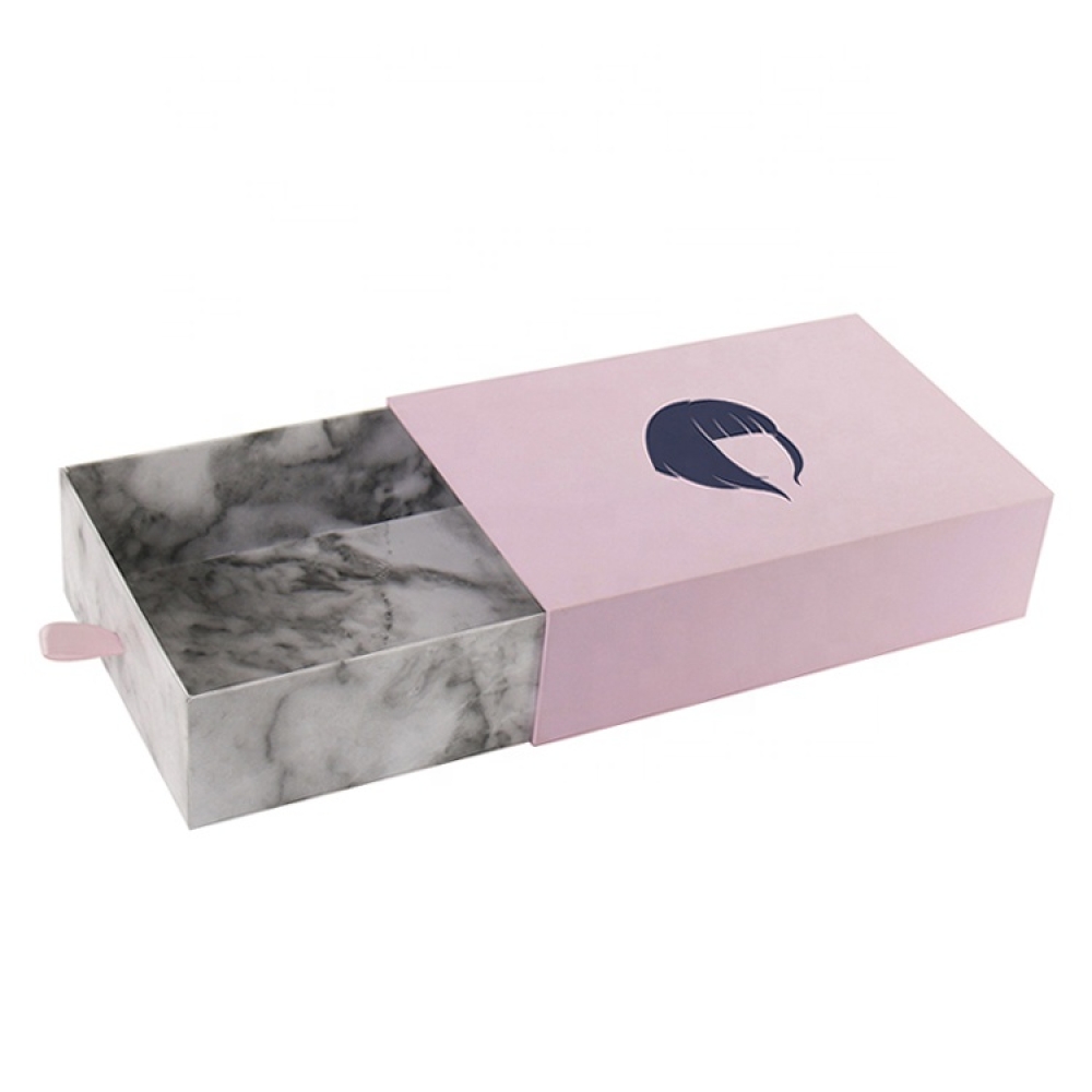 Custom Logo Paper Hair Packaging Marble Wig Boxes