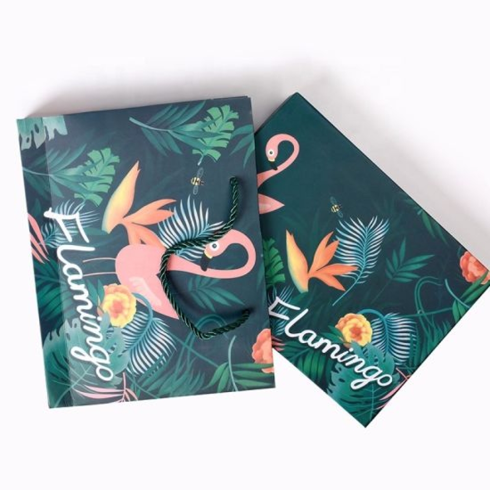 Custom brand cardboard paper wedding favor packaging flamingo pattern gift box