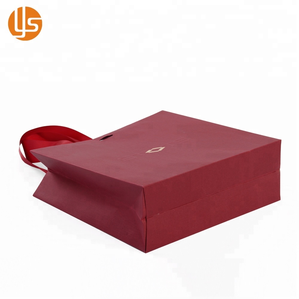 China Manufacture Wholesale Custom designs Handmade Garment Packaging Red Fancy Shopping Paper Bag