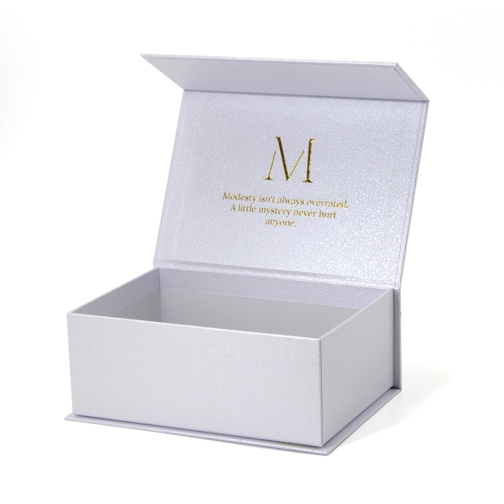 White rigid paper gift packaging box custom logo