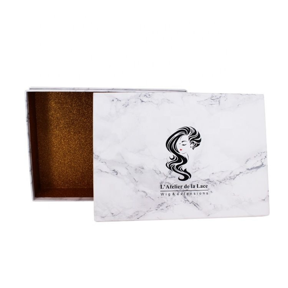 Custom Logo Paper Hair Packaging Marble Wig Boxes