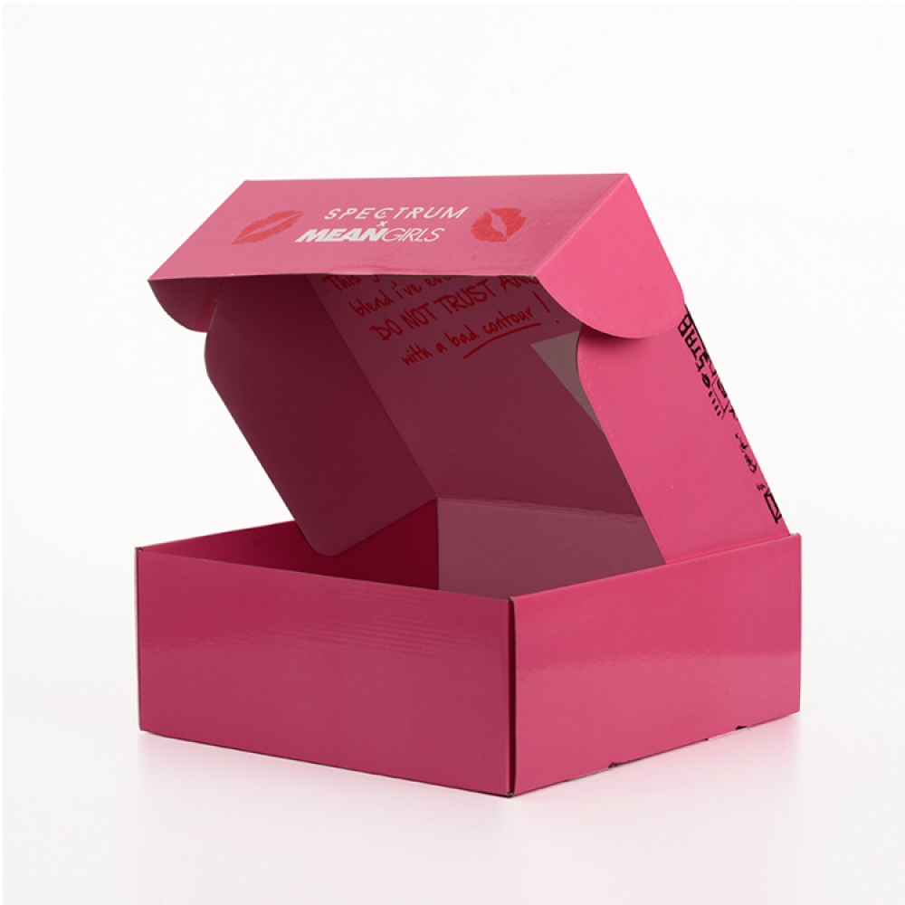 Custom corrugated shipping pink pr subscription mailer box