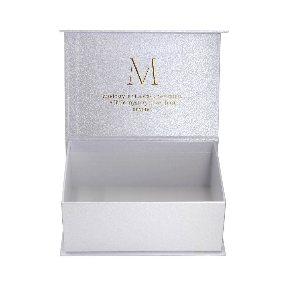 White rigid paper gift packaging box custom logo