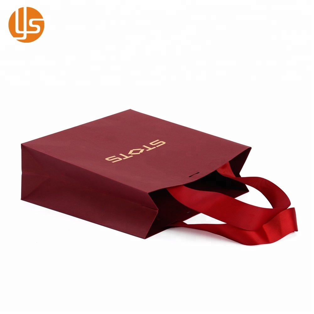 China Manufacture Wholesale Custom designs Handmade Garment Packaging Red Fancy Shopping Paper Bag