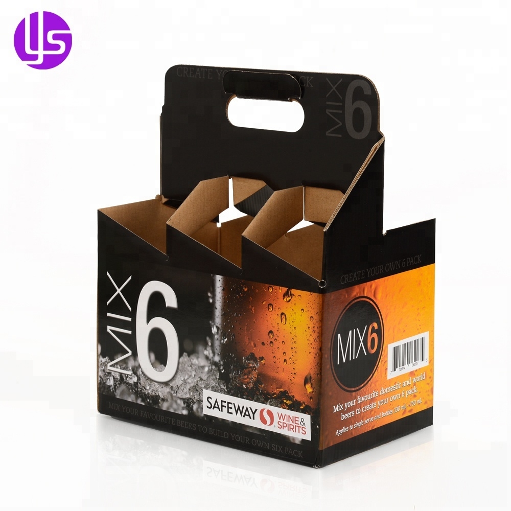 Wholesale Custom Color Printed Cardboard Corrugated Paper Carton Wine Beer Bottle Carrier Box