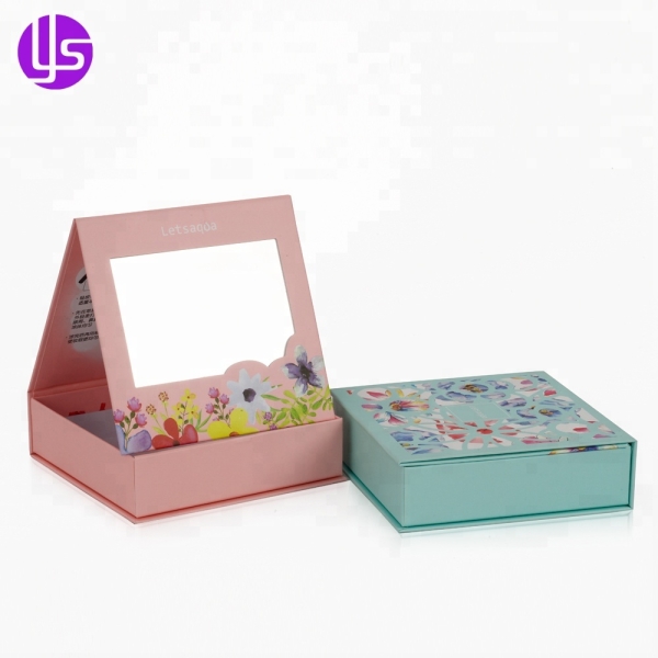 Small Custom Logo Handmade Rigid Cardboard Magnetic Closure Luxury Paper Gift Box with Mirror