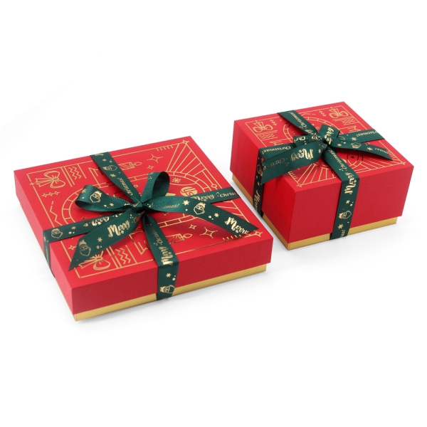 Cajas de regalo navideñas con lazo